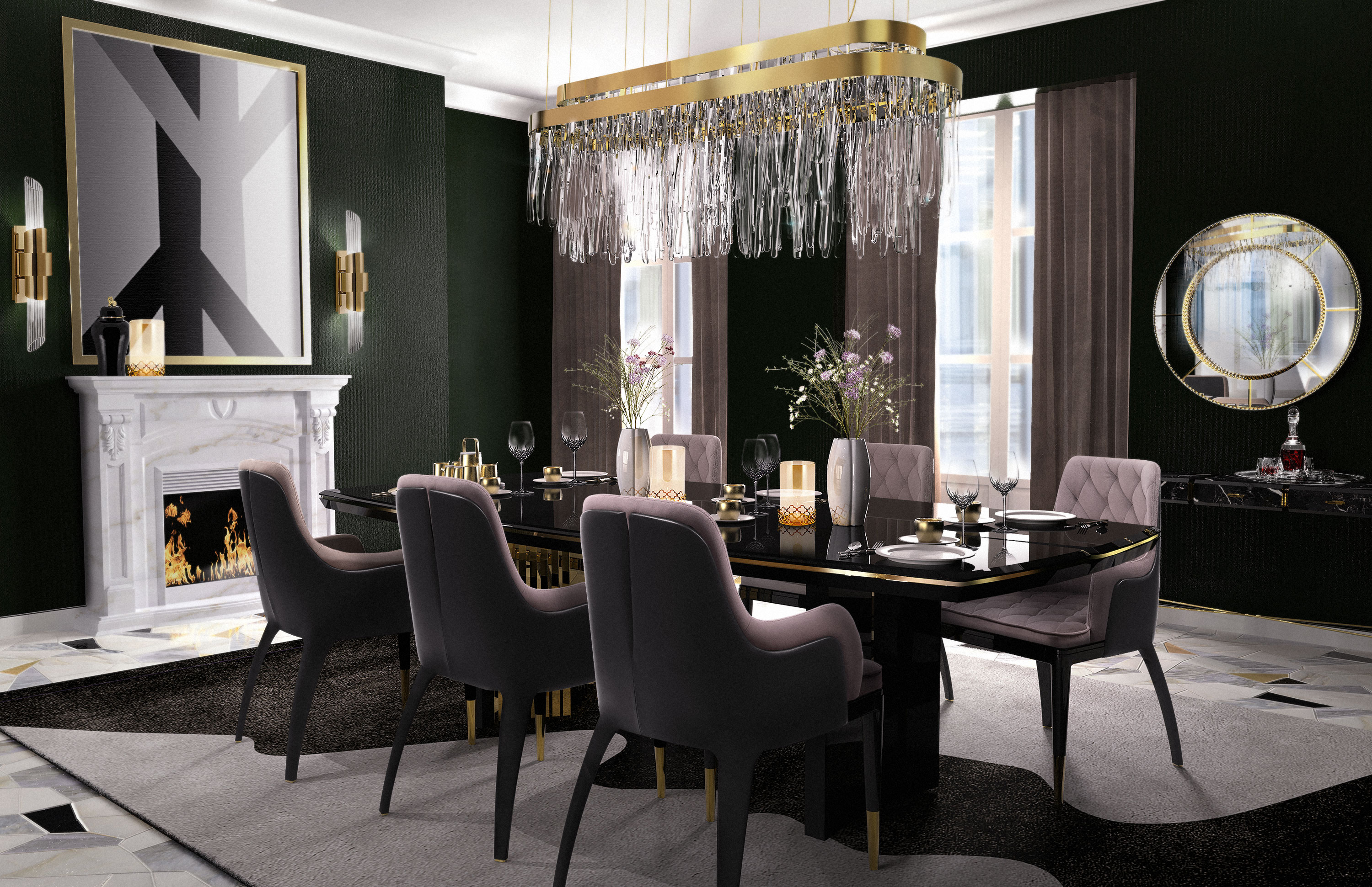 elegant rich family dining room