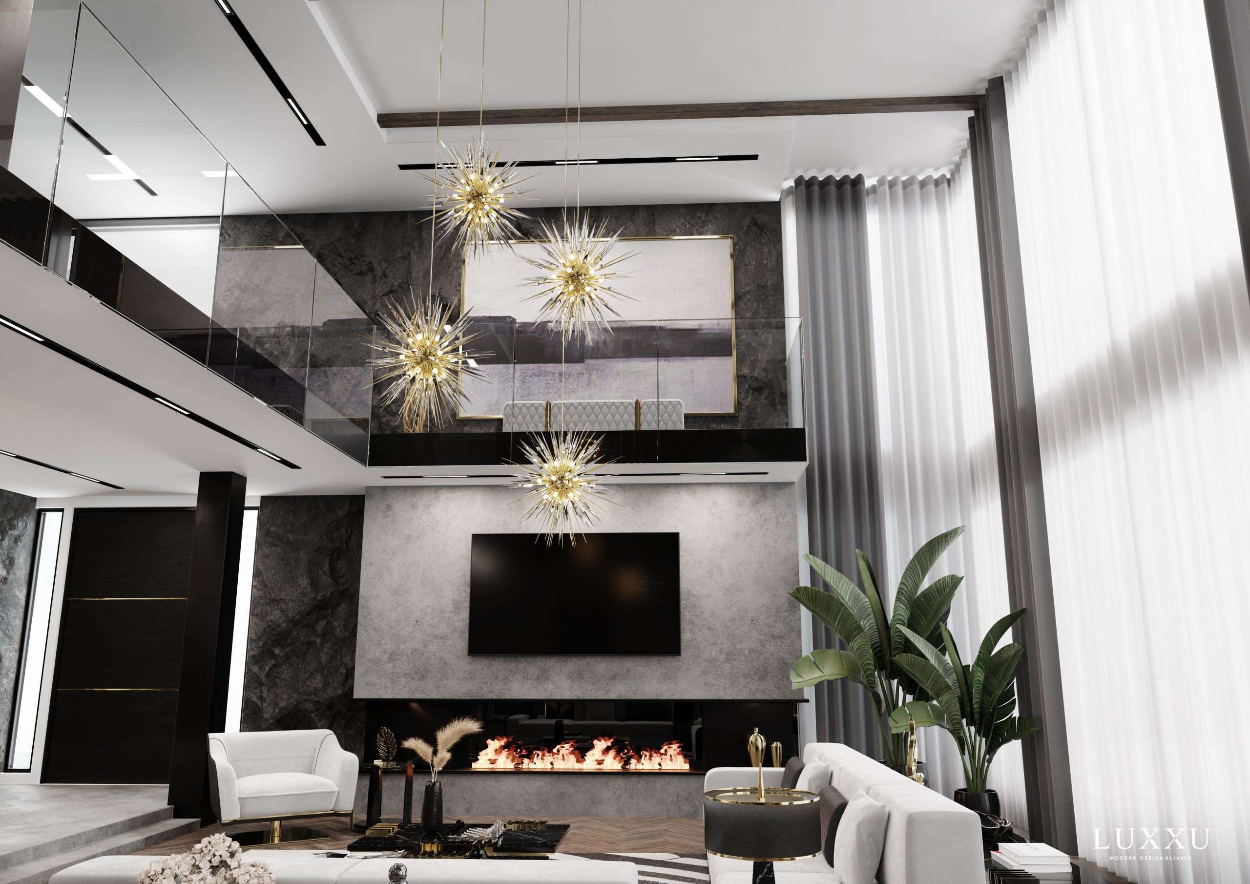 Living Room Design with explosion suspension