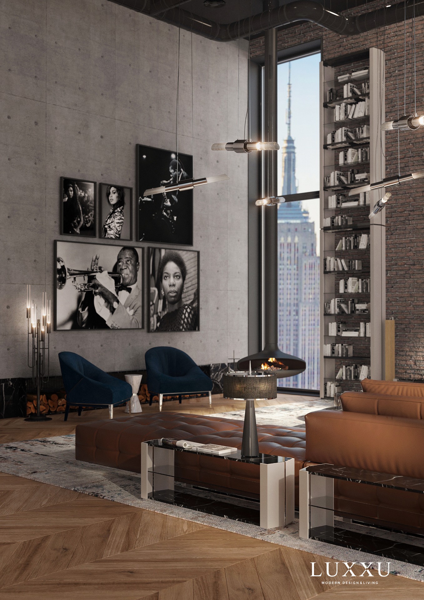 Pendant Lighting in a luxurious new york loft