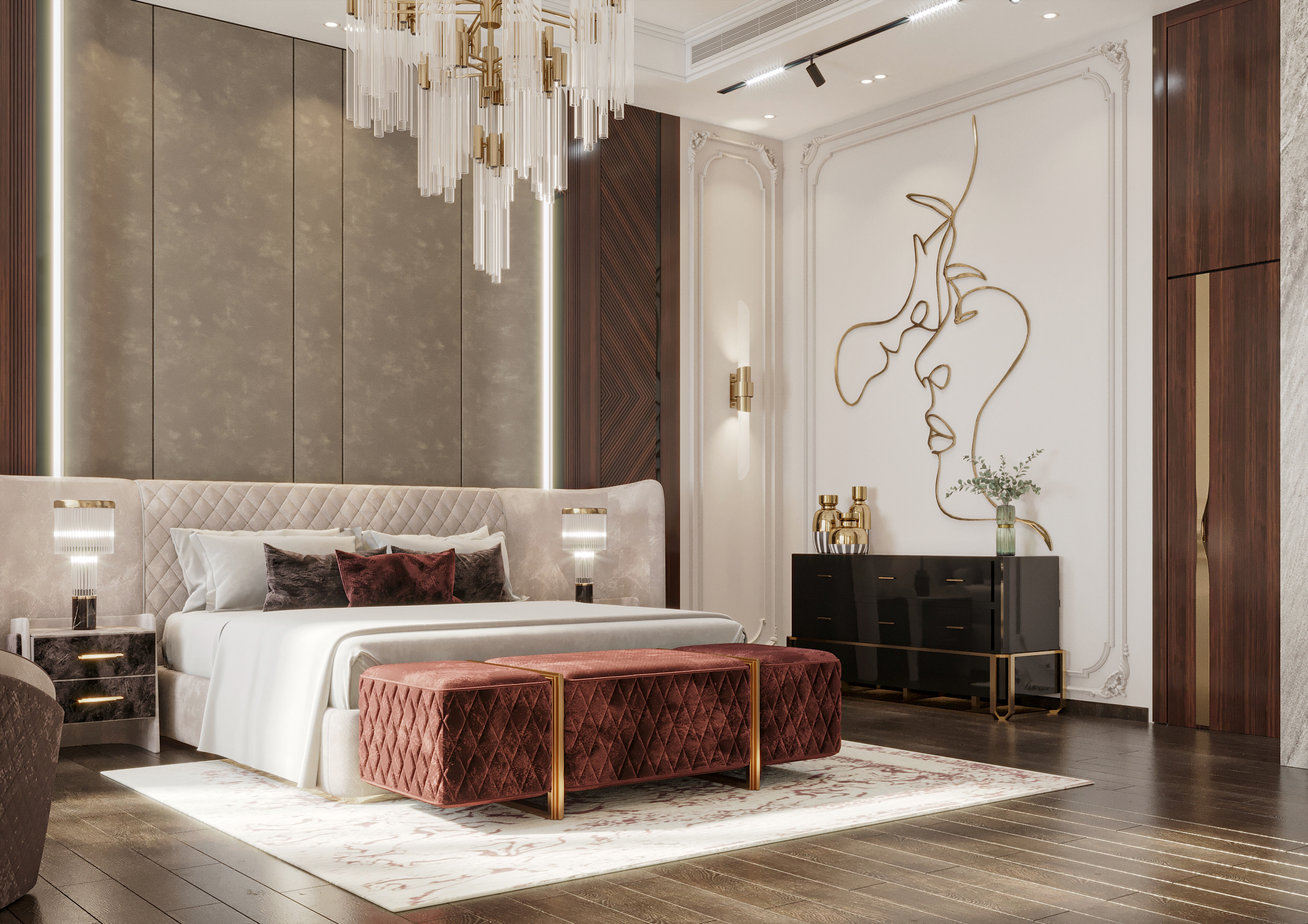 Grand Master Bedroom With The Most Exquisite Finishes By Noura Faris