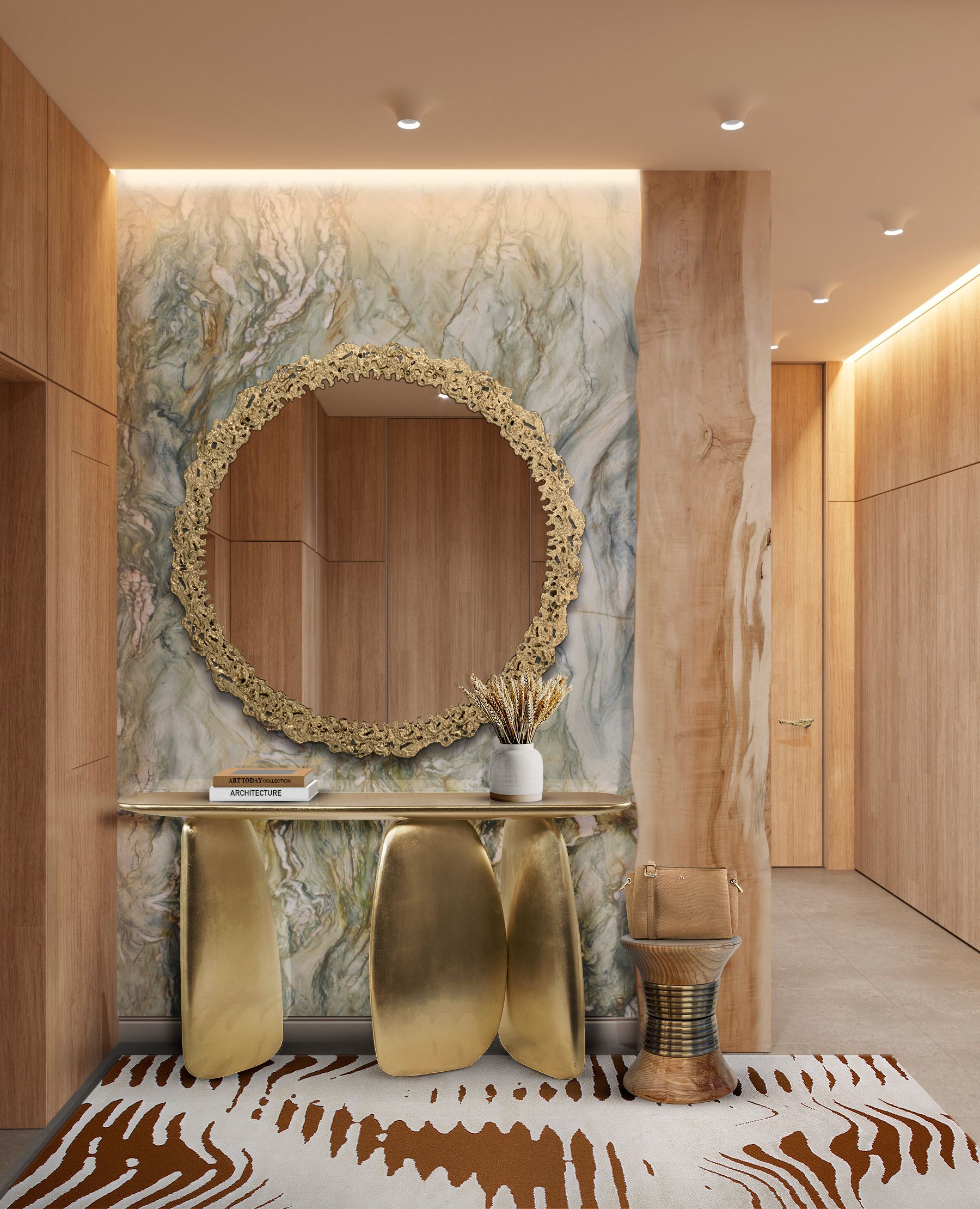 Entryway Design With Gold Details