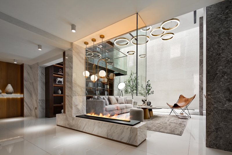 living room design focusing on marble stone by Jemo Design: High-Quality Solutions For Everyone