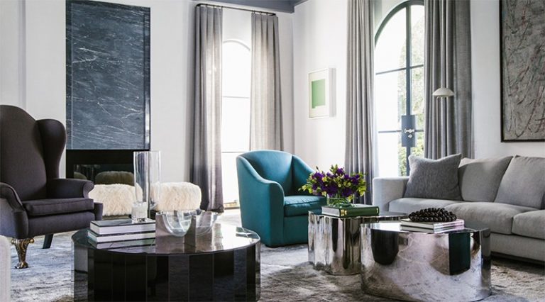 Living Room Full Of Gray Tones With Blue Highlights The Best Interior Designers In California (Part IV)