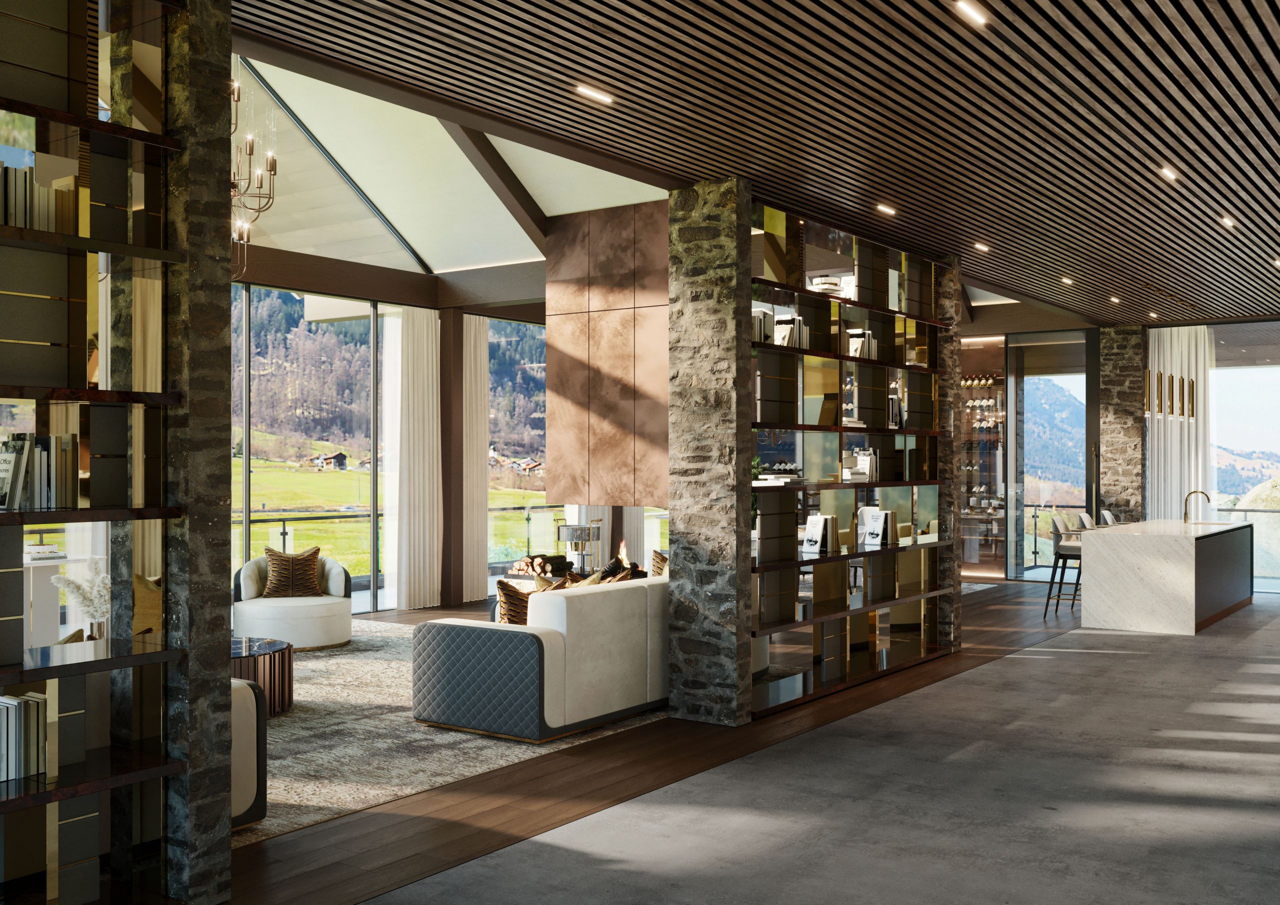 A Stunning Living Room Hidden in the Swiss Alps