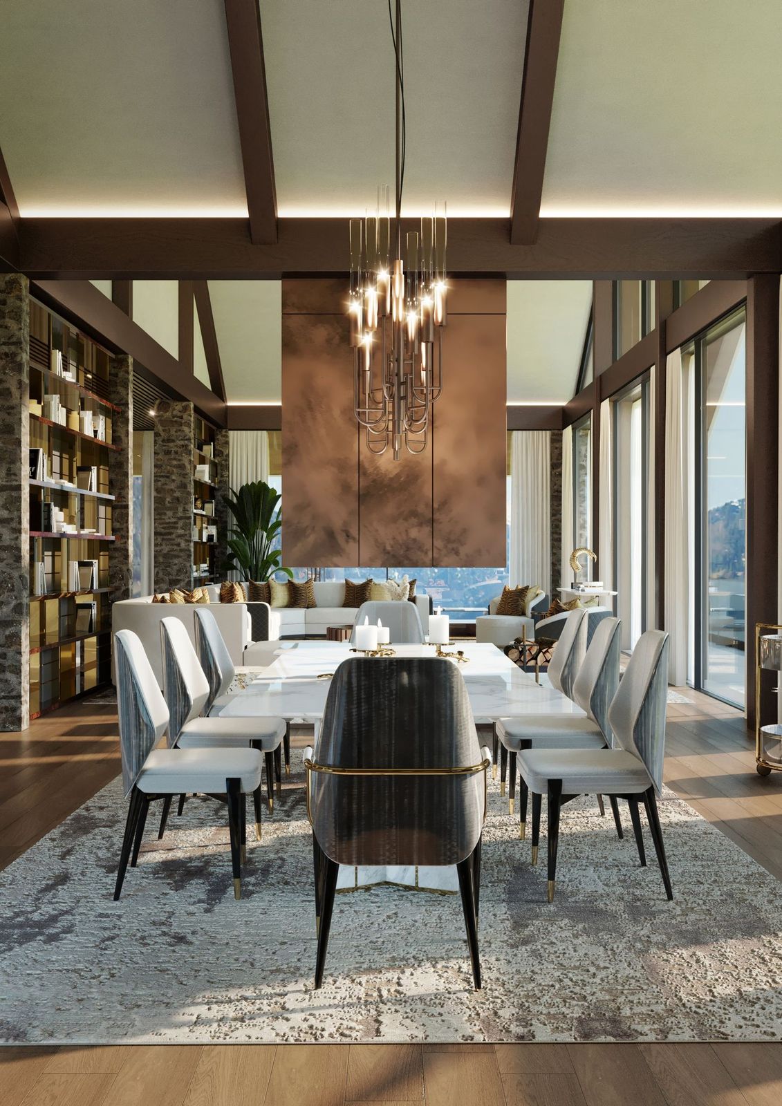 A Dining Room with Sweeping Mountain Views