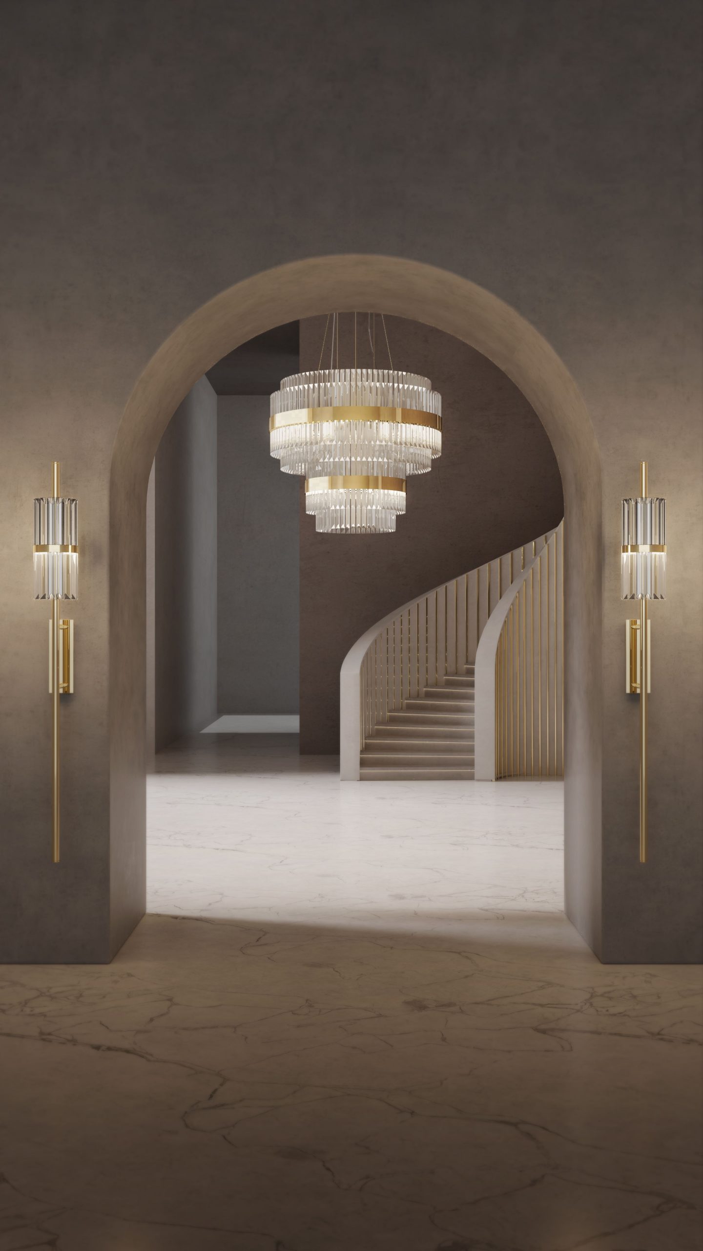 Liberty torch wall and Liberty Round Chandelier