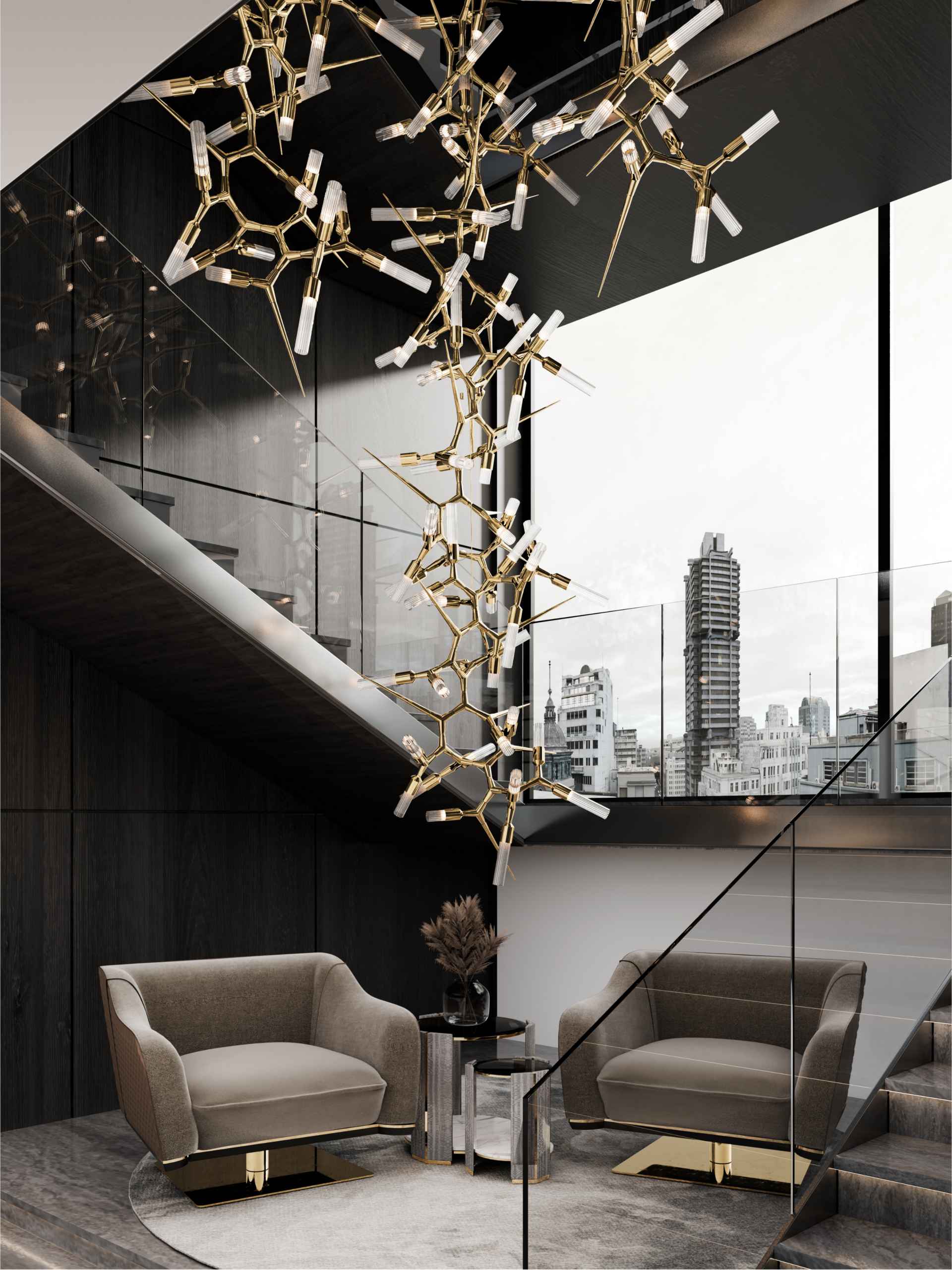 Breathtaking Staircase with Bold Lighting Design